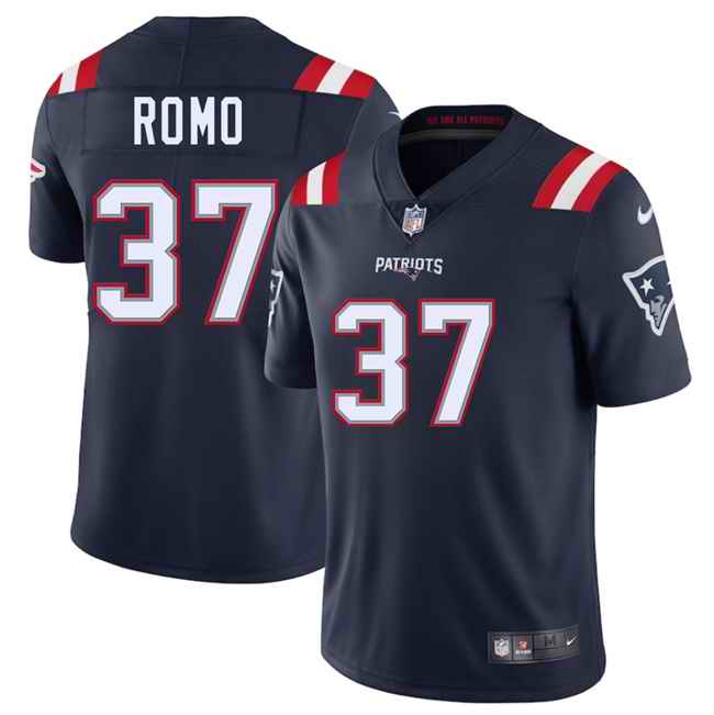Men's New England Patriots #37 Parker Romo Navy 2025 Vapor Limited Stitched Football Jersey